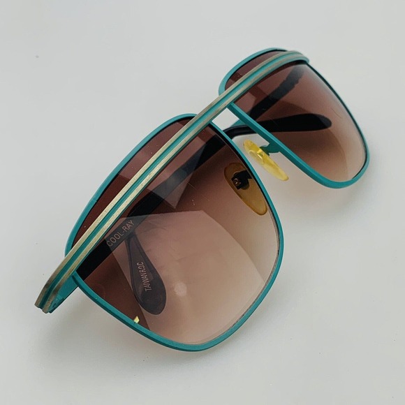 Vintage Cool-Ray Sunglasses Teal Gold Brow Bar Aviator - Picture 13 of 13